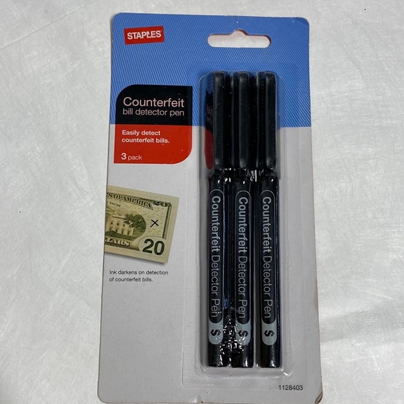 STAPLES COUNTERFEIT BILL DETECTOR PEN 3 PACK NEW - Picture 1 of 4